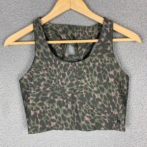 Good American Crop Top Shelf Bra Green Animal Print Sports Bra